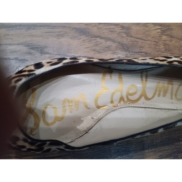 Size 7.5 Sam Edelman Lior Leopard Print Calf Hair Loafer Flats - Picture 2 of 6